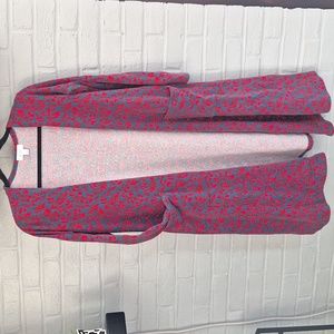 🍒 LuluRoe long cardigan (Sarah) red and blue